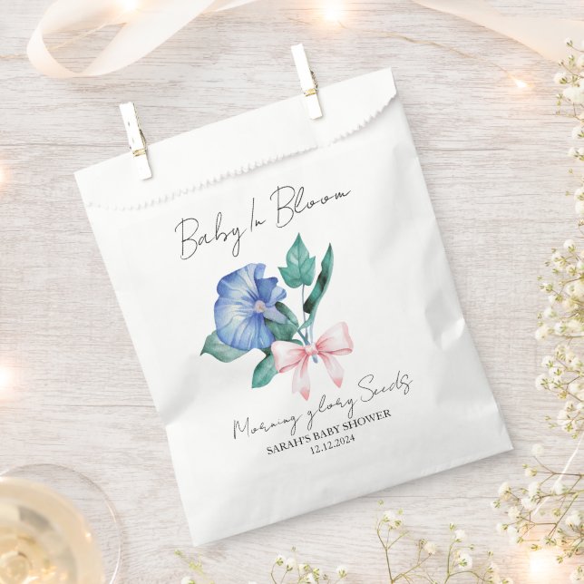 Sacolinha Ribbon | Morning glory Seeds Baby Shower Favor Bag (Cortado)