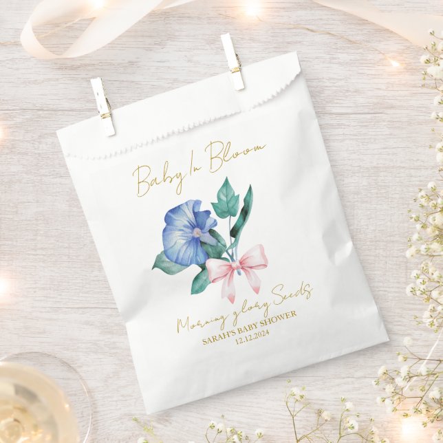 Sacolinha Ribbon | Morning glory Seeds Baby Shower Favor Bag (Cortado)