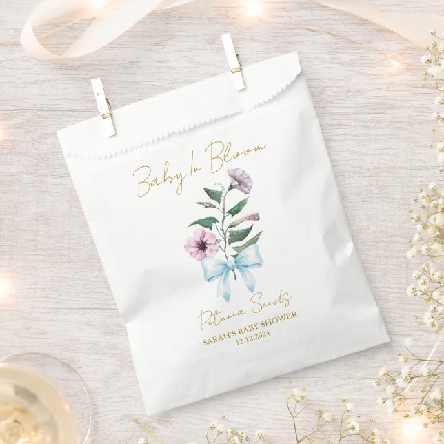 Sacolinha Ribbon | Petunia Seeds Baby Shower Favor Bag (Cortado)