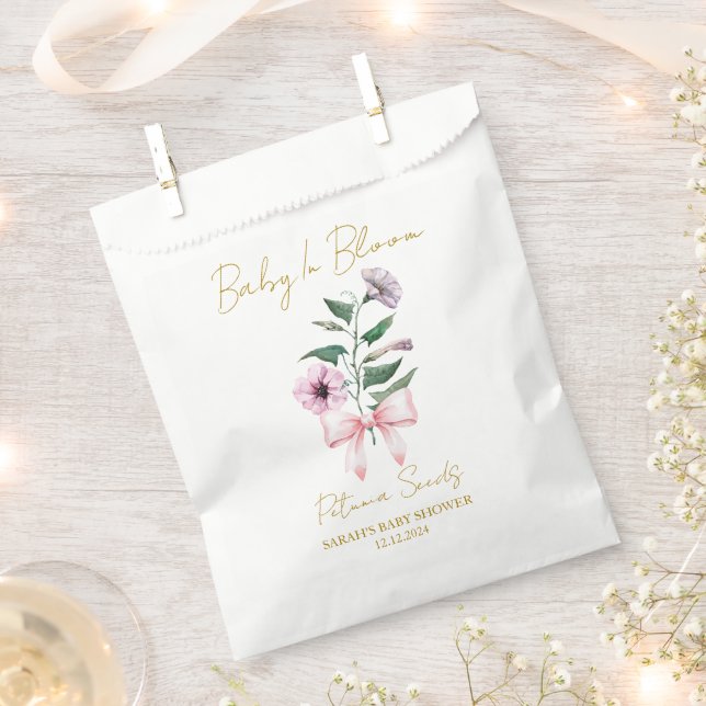 Sacolinha Ribbon | Petunia Seeds Baby Shower Favor Bag (Cortado)