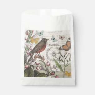 Sacolinha Robin Elegant Bird Butterfly Arte Francesa