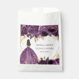 Sacolinha Rojão Floral Roxo Dourado Princesa Quinceanera  