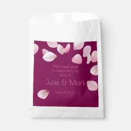 Sacolinha Romantic Pink Petals Wedding Favor Seed Bag
