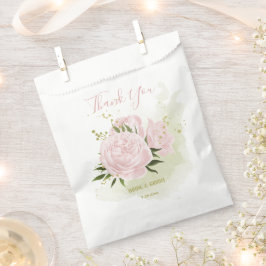 Sacolinha romântica rosa flores rosa com folhas verdes casam