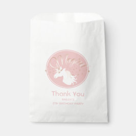 Sacolinha Rosa cor-de-rosa claro, Unicórnio Mágico Branco Ob