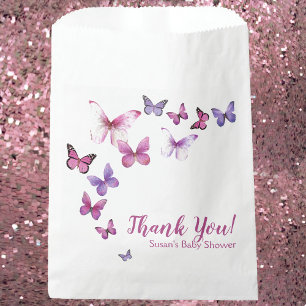 Sacolinha Rosa e Roxo Um Pequeno Chá de fraldas de Borboleta