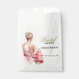 Sacolinha Rosa Floral Watercolor Chá de panela de Casamento