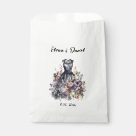 Sacolinha Rosa rosa-d-água lavanda vestido preto