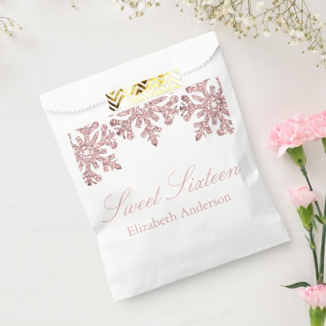 Sacolinha Rosa rosa rosa Dourada Floco de neve Winter Sweet  (Selado)