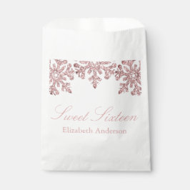 Sacolinha Rosa rosa rosa Dourada Floco de neve Winter Sweet 