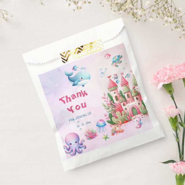 Sacolinha Rosa Sob O Chá de fraldas De Garota Do Mar (Selado)