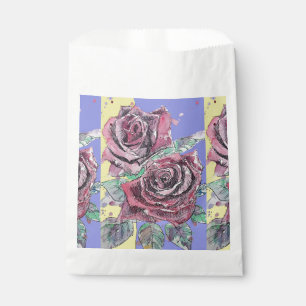 Sacolinha Rosa vermelha Padrões de Flor Roxo