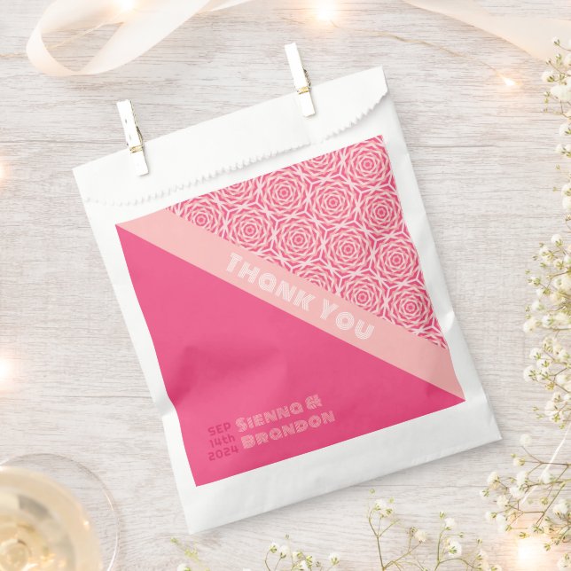 Sacolinha Rosa Vermelho Geométrico Favor do Casamento Bag (Cortado)