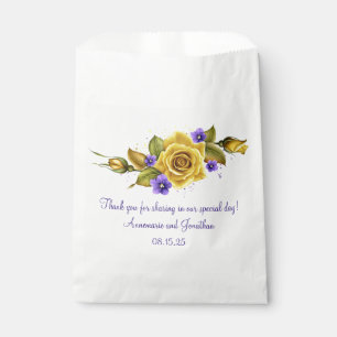 Sacolinha Rosas Amarelas Elegantes e Violetas Roxas