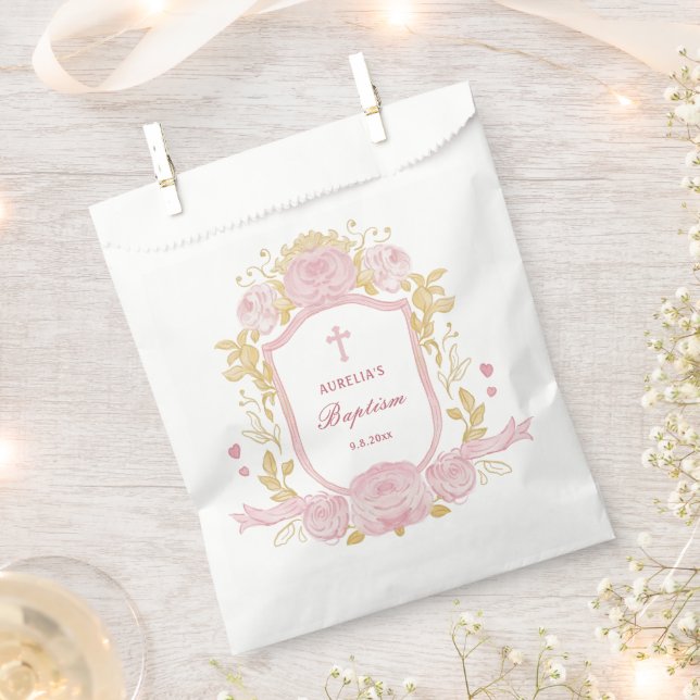 Sacolinha Rosas De Aquarelas Crest Baptism (Cortado)