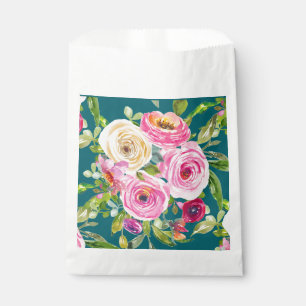 Sacolinha Rosas de aquarelas em rosa e névoa em chá