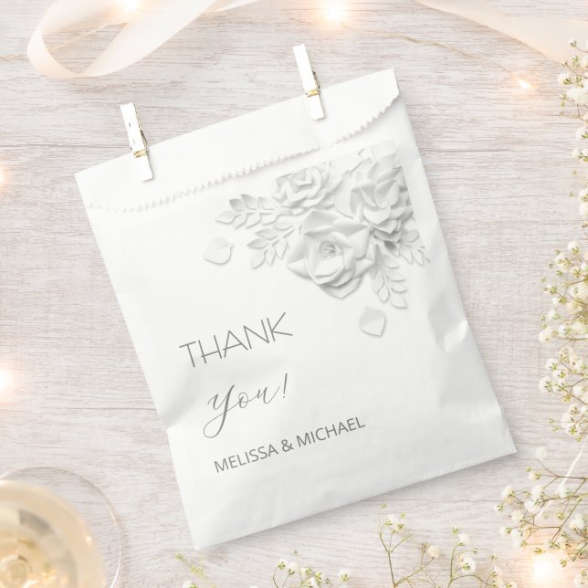 Sacolinha Rosas de papel 3D cortadas a laser para casamento  (Cortado)