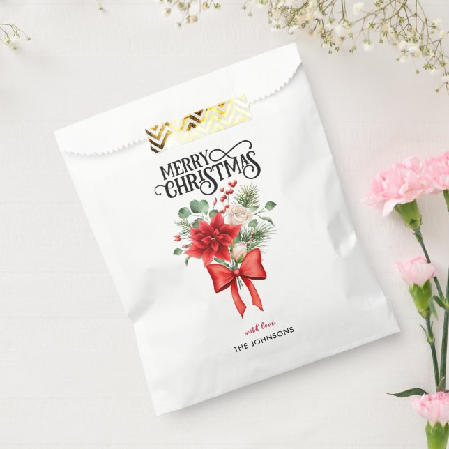 Sacolinha Rosas de Poinsettia Buquê de Flor de Natal (Selado)