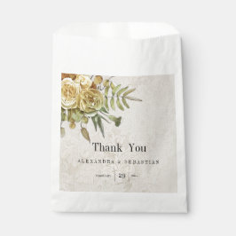 Sacolinha Rosas Dourados russos no Casamento tema damasco