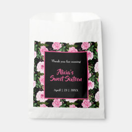 Sacolinha Rosas Negras Modernas Rosa Doce Dezesseis Aniversá