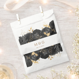 Sacolinha Rosas Pretos Dourados Com Aquarela Casamento Monog