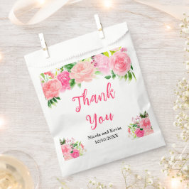 Sacolinha Rosas Rosas com Folhagem de Casamento