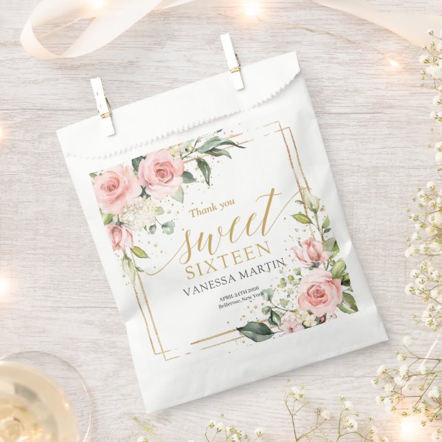 Sacolinha Rosas rosas rosa-pinceladas-rosas douradas doce de (Cortado)