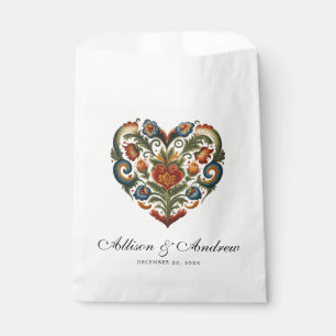 Sacolinha Rosemaling Heart Arte popular norueguesa
