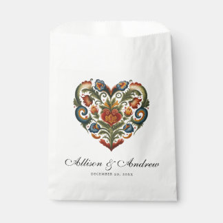 Sacolinha Rosemaling Heart | Arte popular norueguesa