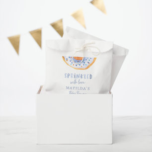 Sacolinha rosquinha chá de fraldas azul, giro, bem-vindo