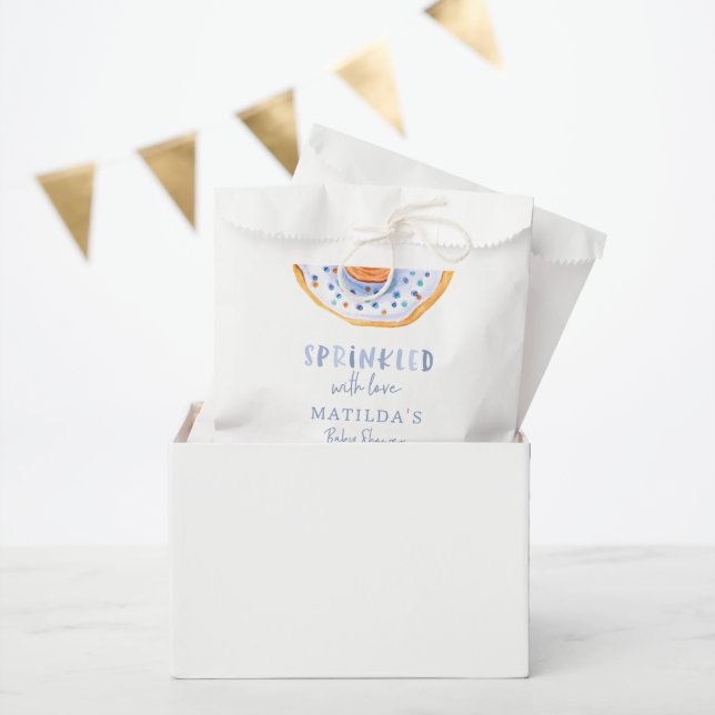 Sacolinha rosquinha chá de fraldas azul, giro, bem-vindo (Festa)