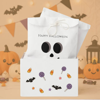 Sacolinha Rosto de Esqueleto Fofo de Halloween Personalizado