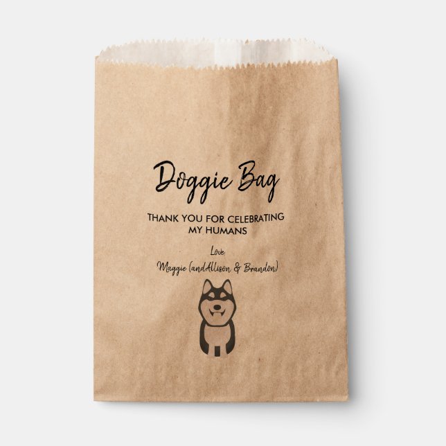 Sacolinha Rouco Doggie Bag para Casamento, Favor Bolsas (Frente)