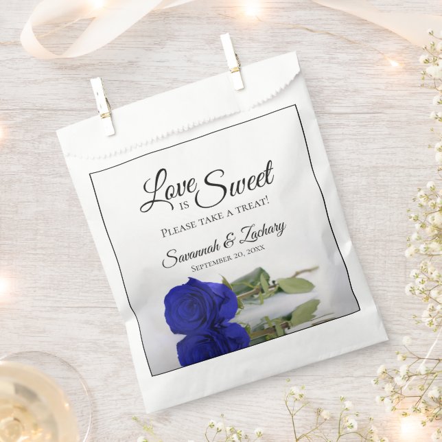 Sacolinha Royal Blue Rose Love is Sweet Take a Treat Wedding (Cortado)