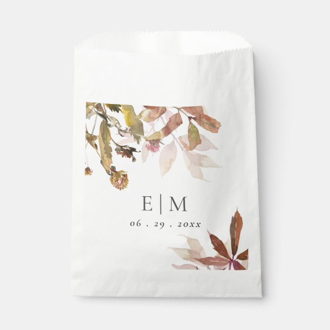 Sacolinha Rust Orange Fall Tree Deixa Casamento Monograma (Frente)