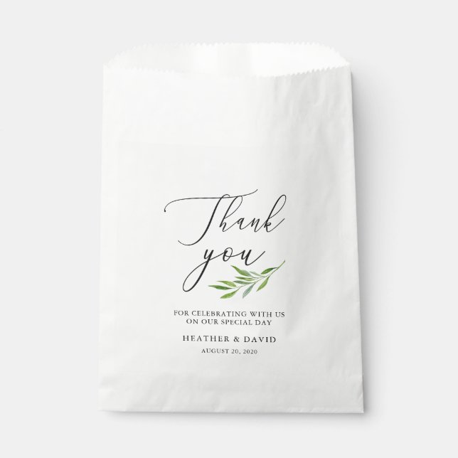 Sacolinha Rustic Calliografia Greenery Wedding (Frente)