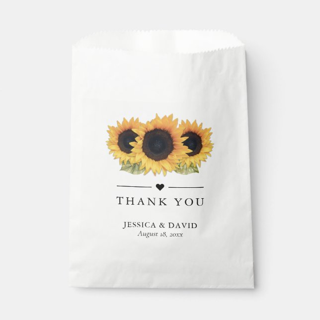 Sacolinha Rustic Country Sunflower Obrigado Casamento (Frente)