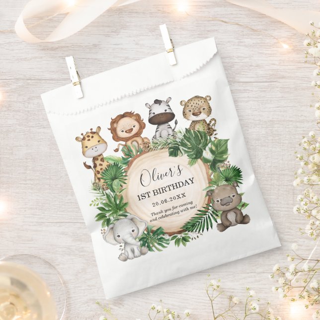 Sacolinha Rustic Jungle Safari Animal Tropical Birday (Cortado)