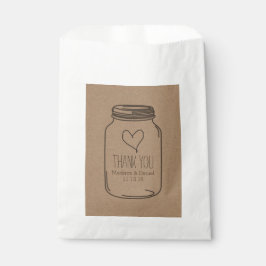 Sacolinha Rustic Kraft Paper Mason Jar Weding Obrigado