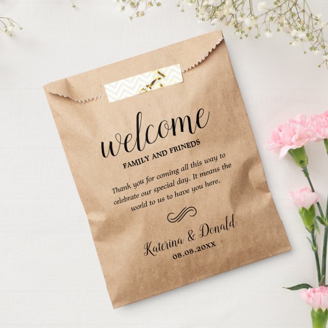 Sacolinha Rustic Kraft Wedding Welcome Bolsas Favoritas (Selado)