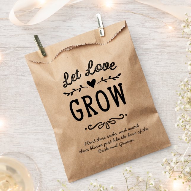 Sacolinha Rustic Let Love Cultivar Seed Casamento Favor Bag (Cortado)