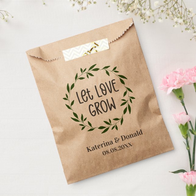 Sacolinha Rustic Let Love Cultivar Seed Casamento Favor Bag (Selado)
