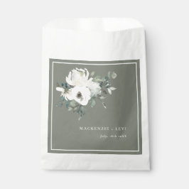 Sacolinha Rustic Olive Green Watercolor Floral Favor Bags