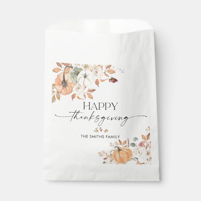 Sacolinha Rustic Pumpkins Thanksgiving Dinner Favor Bags (Frente)