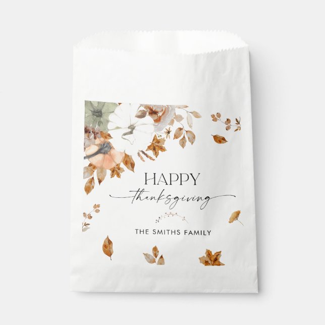 Sacolinha Rustic Pumpkins Thanksgiving Dinner Favor Bags (Frente)