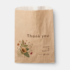 Sacolinha Rustic Sunflower Beige Modern Wedn Favor Bag