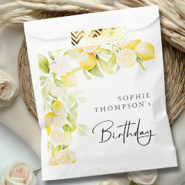 Sacolinha Rustic watercolor lemons birthday