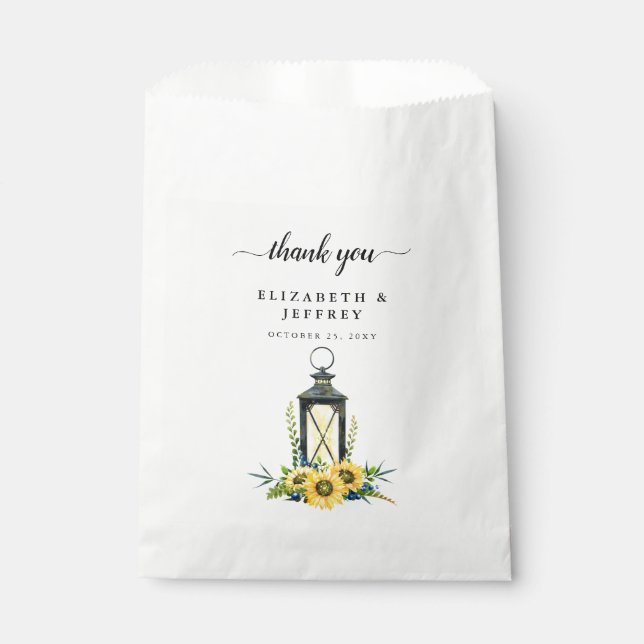 Sacolinha Rustic Watercolor Sunflower Lanterna (Frente)