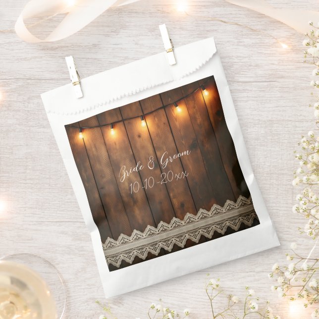 Sacolinha Rustic Wood and Lace Wedding (Cortado)