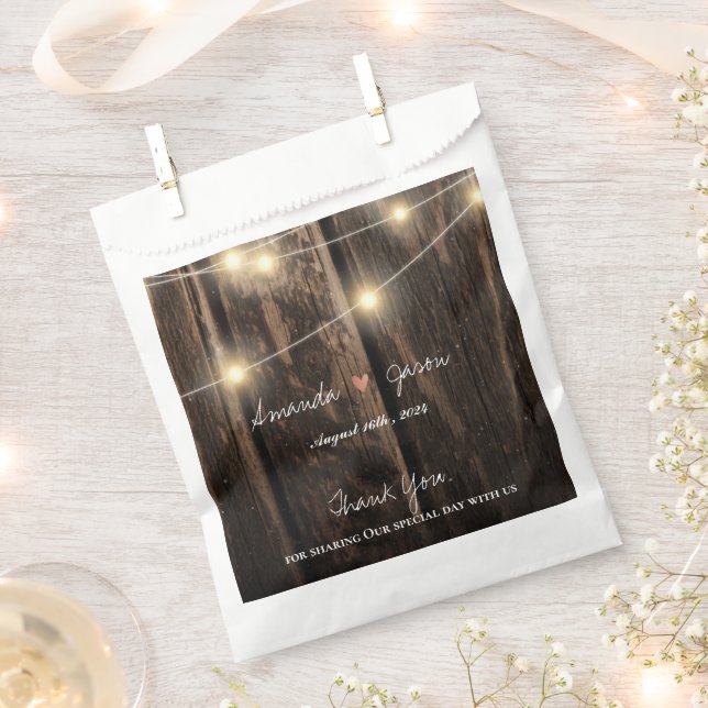 Sacolinha Rustic Wood Bride Group Obrigado Festa de casament (Cortado)